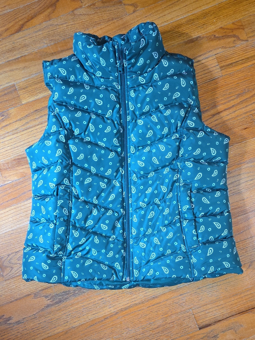 Lands' End Puffer Vest Paisley Down Filled Size M